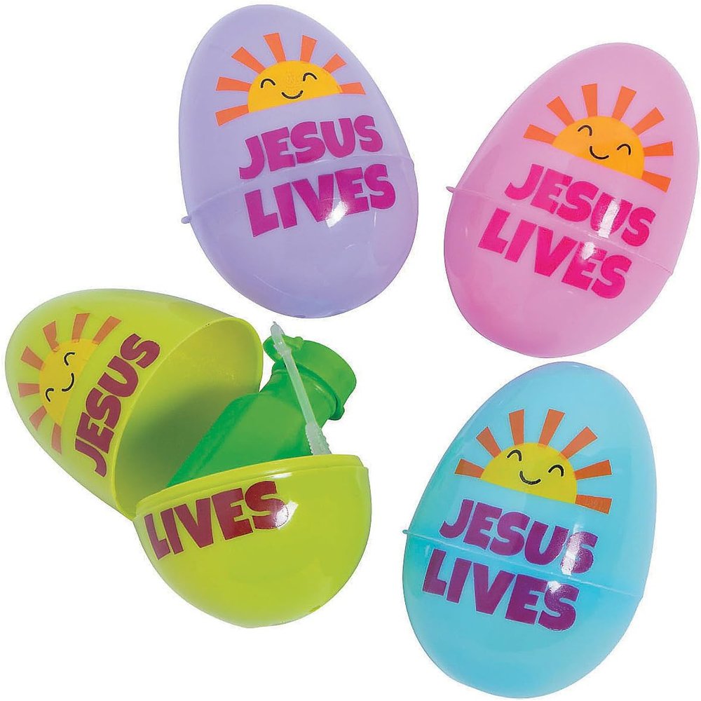 Fun Express Jumbo Filled Religious Easter Eggs - Easter Party Supplies - 24 Pieces