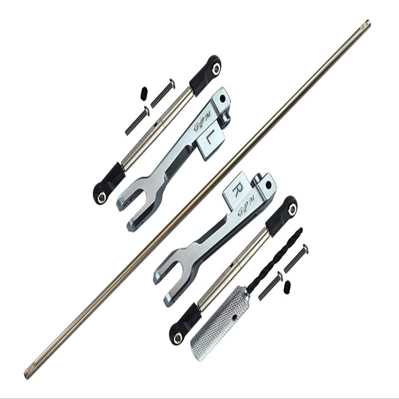 GPM For Traxxas Unlimited Desert Racer 4X4 (#85076-4) Upgrade Parts Spring Steel Rear Sway Bar & Aluminum Sway Bar Arm & Stainless Steel Linkage - 12Pc Set Gray Silver