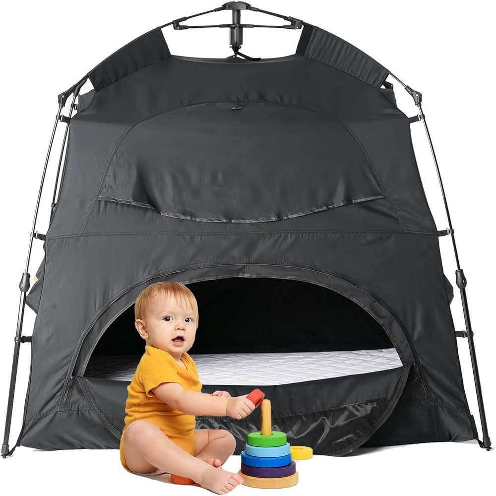 Play Tent-Portable Playhouse Blackout Sleeping Tent Cover,Blocking 95% Light for Kids &Toddlers,Indoor Castle House with Travel Carry Bag & Breathable Mesh Windows-Space for Children Birthday Gfits