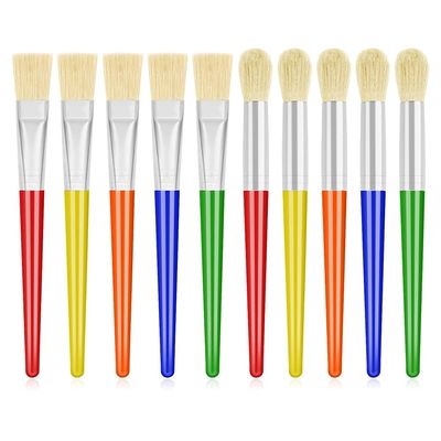 10Pcs Paint Brushes for Kids, Anezus Kids Paint Brushes Toddler Large Chubby Brushes Round and Flat Preschool Painting Brushes for Washable Paint Acrylic Paint