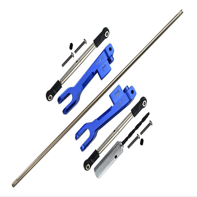 GPM For Traxxas Unlimited Desert Racer 4X4 (#85076-4) Upgrade Parts Spring Steel Rear Sway Bar & Aluminum Sway Bar Arm & Stainless Steel Linkage - 12Pc Set Blue