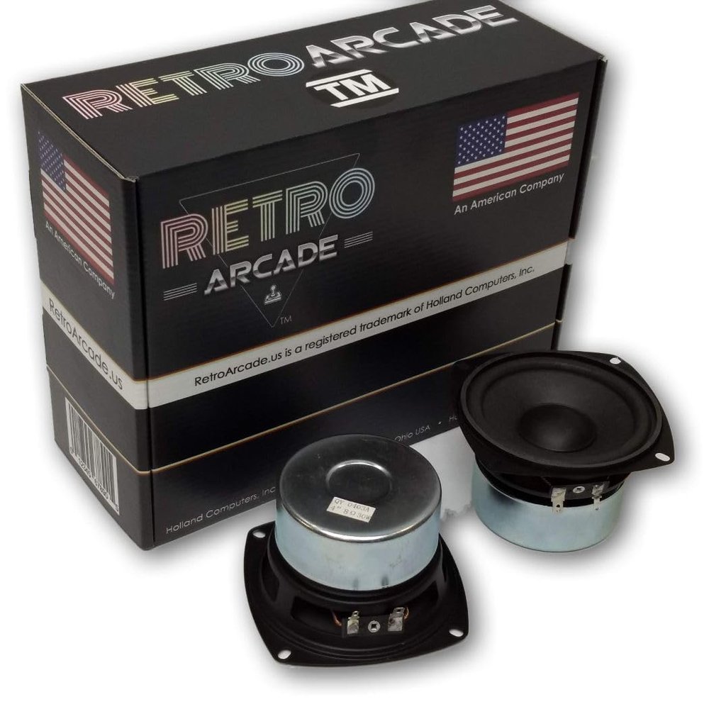 RetroArcade.us 2 Pack 4 Inch Round woofer HiFi Stereo Jamma Speaker 30W RMS 8 ohm