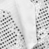 ACSUSS Kids Boys Girls Shiny Sequin Vest Jacket Waistcoat for Jazz Hip-hop Street Dance Stage Performance Silver 13-14 view 4