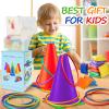 Eocolz 3 in 1 Carnival Games Set, Soft Plastic Cones Bean Bags Ring Toss Games for Kids Birthday Party Outdoor Games Supplies Combo Set view 2