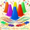 Eocolz 3 in 1 Carnival Games Set, Soft Plastic Cones Bean Bags Ring Toss Games for Kids Birthday Party Outdoor Games Supplies Combo Set view 3