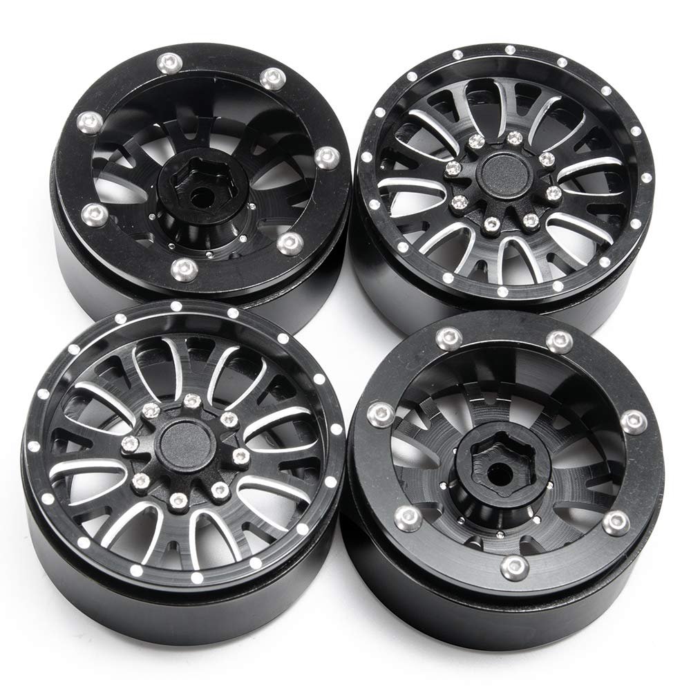 2.2'' Metal Wheel Hubs Black Beadlock Aluminum Rim for 1/10 RC Car Axial Wraith 90018 Crawler #22 (5pcs)