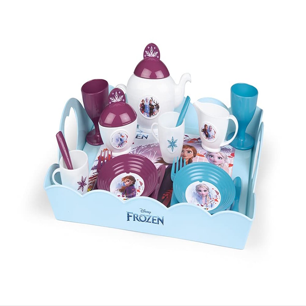 Disney 310513 Frozen 2 Kids Party Set | Pretty Tea Time Tray with 17 Accessories Including Play Cutlery | Ages 3+, White,Blue and Purple