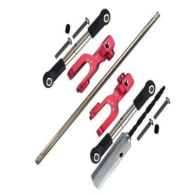 GPM For Traxxas Unlimited Desert Racer 4X4 (#85076-4) Upgrade Parts Spring Steel Front Sway Bar & Aluminum Sway Bar Arm & Stainless Steel Linkage - 12Pc Set Red
