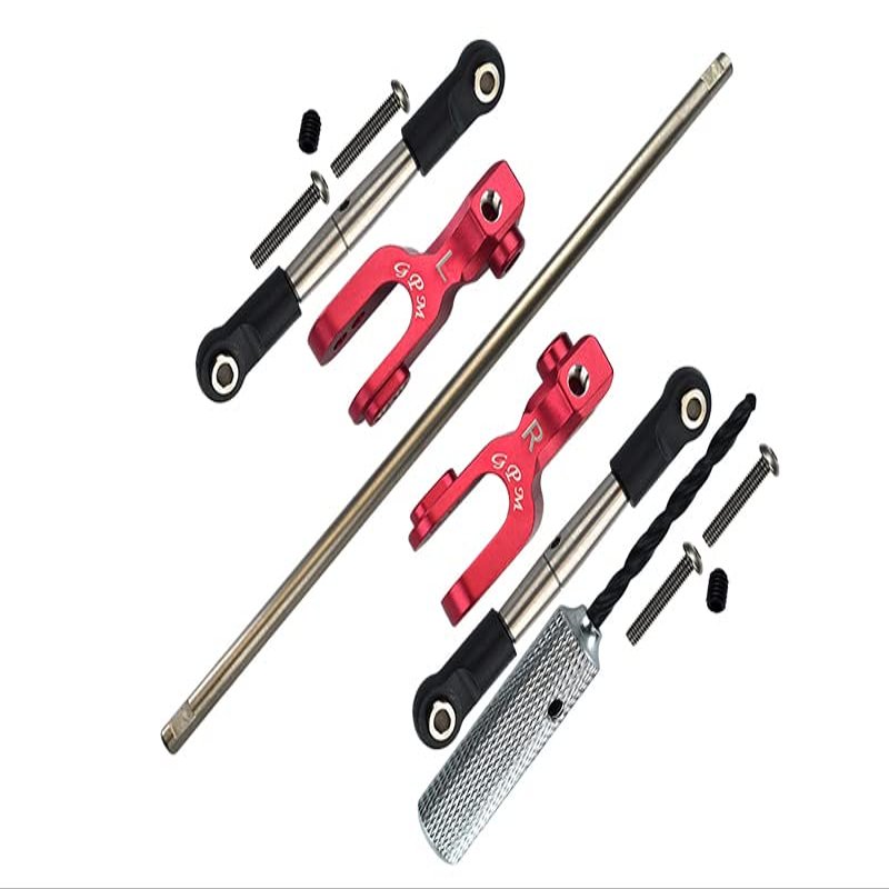 GPM For Traxxas Unlimited Desert Racer 4X4 (#85076-4) Upgrade Parts Spring Steel Front Sway Bar & Aluminum Sway Bar Arm & Stainless Steel Linkage - 12Pc Set Red