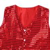 ACSUSS Kids Boys Girls Shiny Sequin Vest Jacket Waistcoat for Jazz Hip-hop Street Dance Stage Performance Red 12-13 view 3