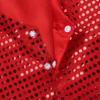 ACSUSS Kids Boys Girls Shiny Sequin Vest Jacket Waistcoat for Jazz Hip-hop Street Dance Stage Performance Red 12-13 view 4