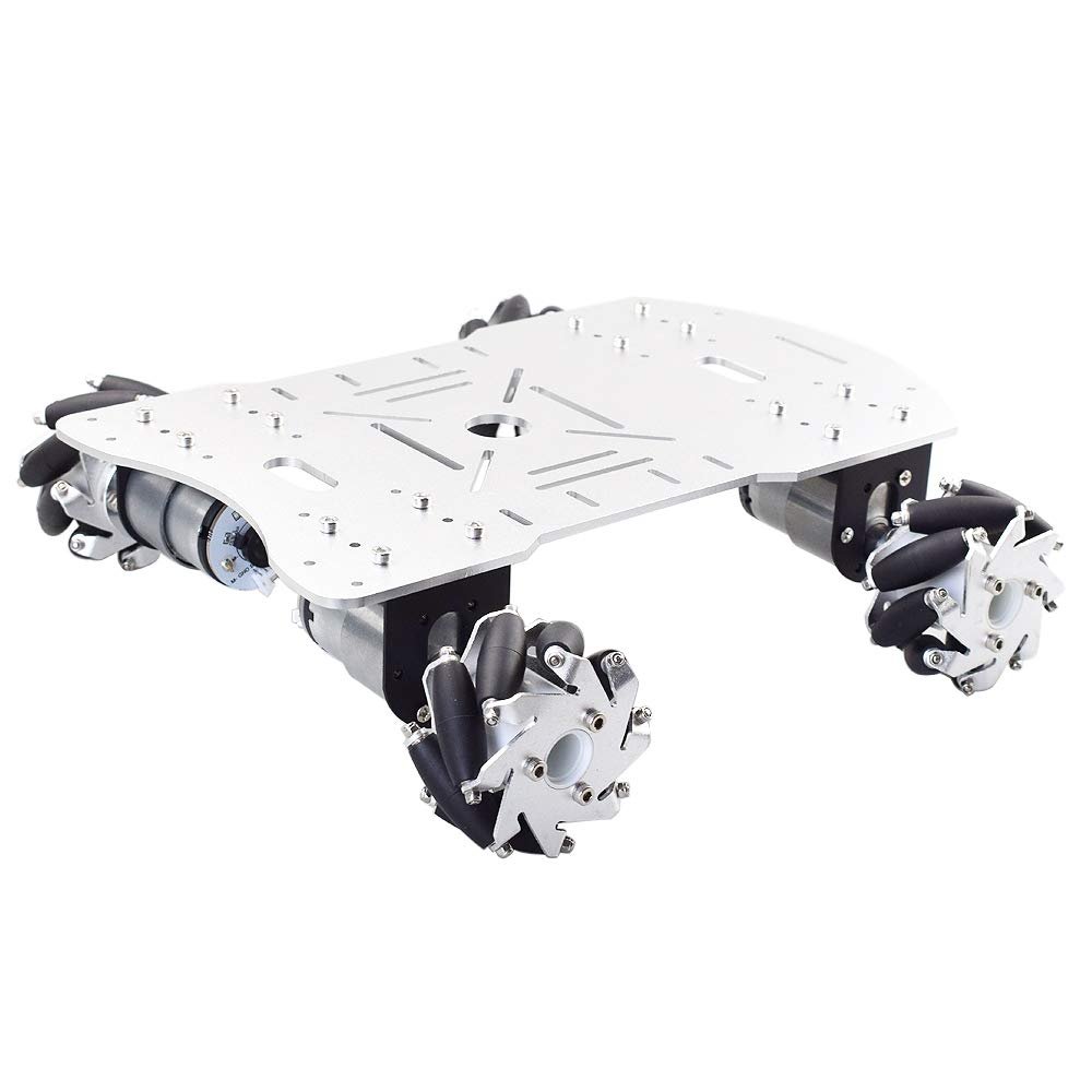 4WD Smart Robot Car Chassis with 4pcs 60mm Mecanum Wheels 12V High Torque Motor for Arduino (Silver)