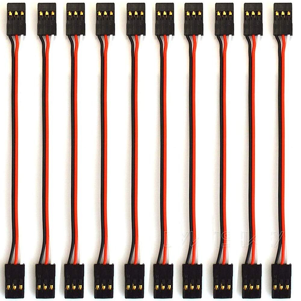 Yiqigou 10 pcs 3.93inch JR Style Servo Extension Cable Cord Wire - 3-Pin JR Plug Male to Male RC Servo Wire Extension Cord