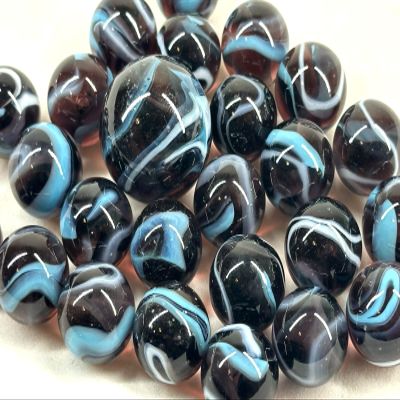 Big Game Toys~25 Glass Marbles Astronaut Translucent Transparent Cobalt Blue/Purple Classic Style Game Pack (24 Player, 1 Shooter) Decor/Vase Filler/Aquarium