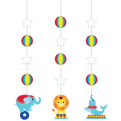 Circus Animals Hanging Decorations, 3 ct