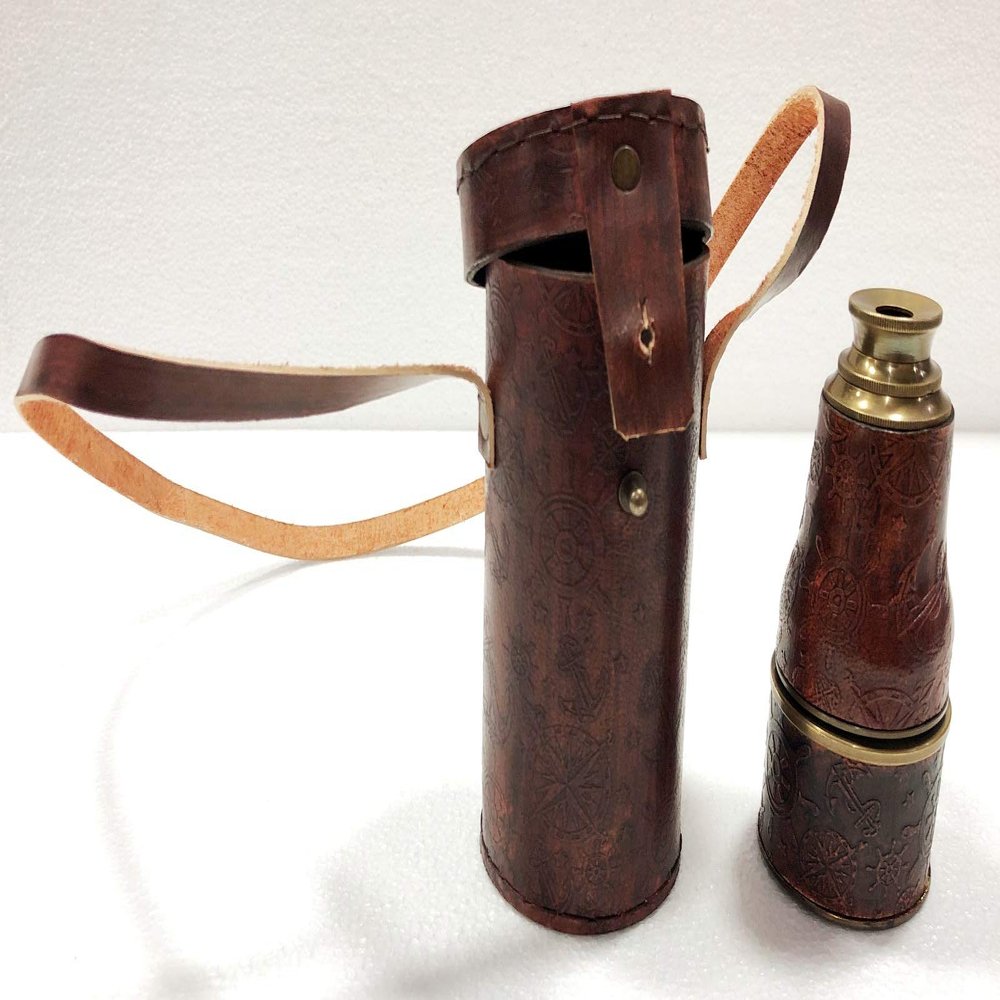11" Compaq Antique Brown Solid Brass Victorian Style Telescope Nautical Vintage Spyglass Scope