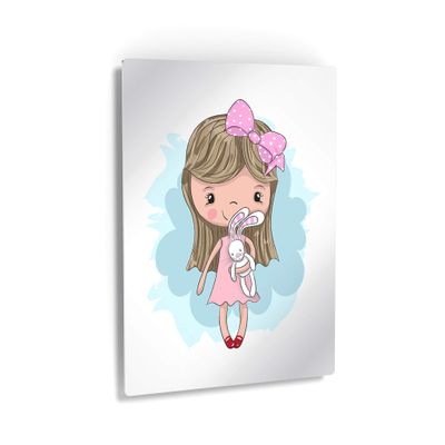 Smile Art Design Cute Pink Dressed Blonde Girl Wall Decor METAL PRINT Kids Room Decor Metal Wall Art Baby Room Decor Nursery Decor Made in the USA- 40x30