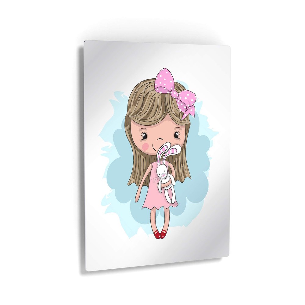 Smile Art Design Cute Pink Dressed Blonde Girl Wall Decor METAL PRINT Kids Room Decor Metal Wall Art Baby Room Decor Nursery Decor Made in the USA- 40x30