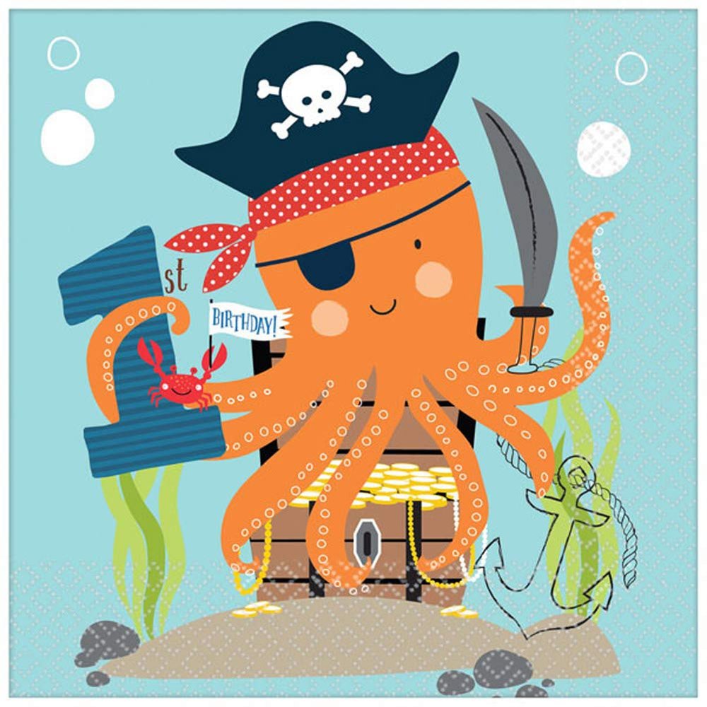 Ahoy 1st Birthday Luncheon Napkins - 6 1/2" x 6 1/2" | Pack of 36