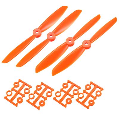uxcell RC Propellers CW CCW 6045 6x4.5 Inch 2-Vane Quadcopter for Airplane Toy, Nylon Orange 2 Pairs with Adapter Rings