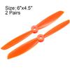 uxcell RC Propellers CW CCW 6045 6x4.5 Inch 2-Vane Quadcopter for Airplane Toy, Nylon Orange 2 Pairs with Adapter Rings view 2
