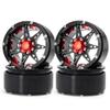 4 Pack Beadlock Wheels, Hosmide Aluminum Alloy 2.2" Beadlock Rims for 1/10th Scale RC Crawler Car Axial Wraith (Black+Red) view 1
