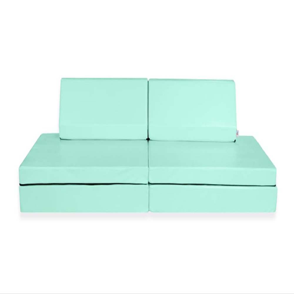 Foamnasium Blocksy Kids Couch, Indoor Foam Playset, 4 Piece Soft Toddler and Kids Active Play Couch for Crawling, Climbing, Fort Building and Jumping, Made in The US, Mint