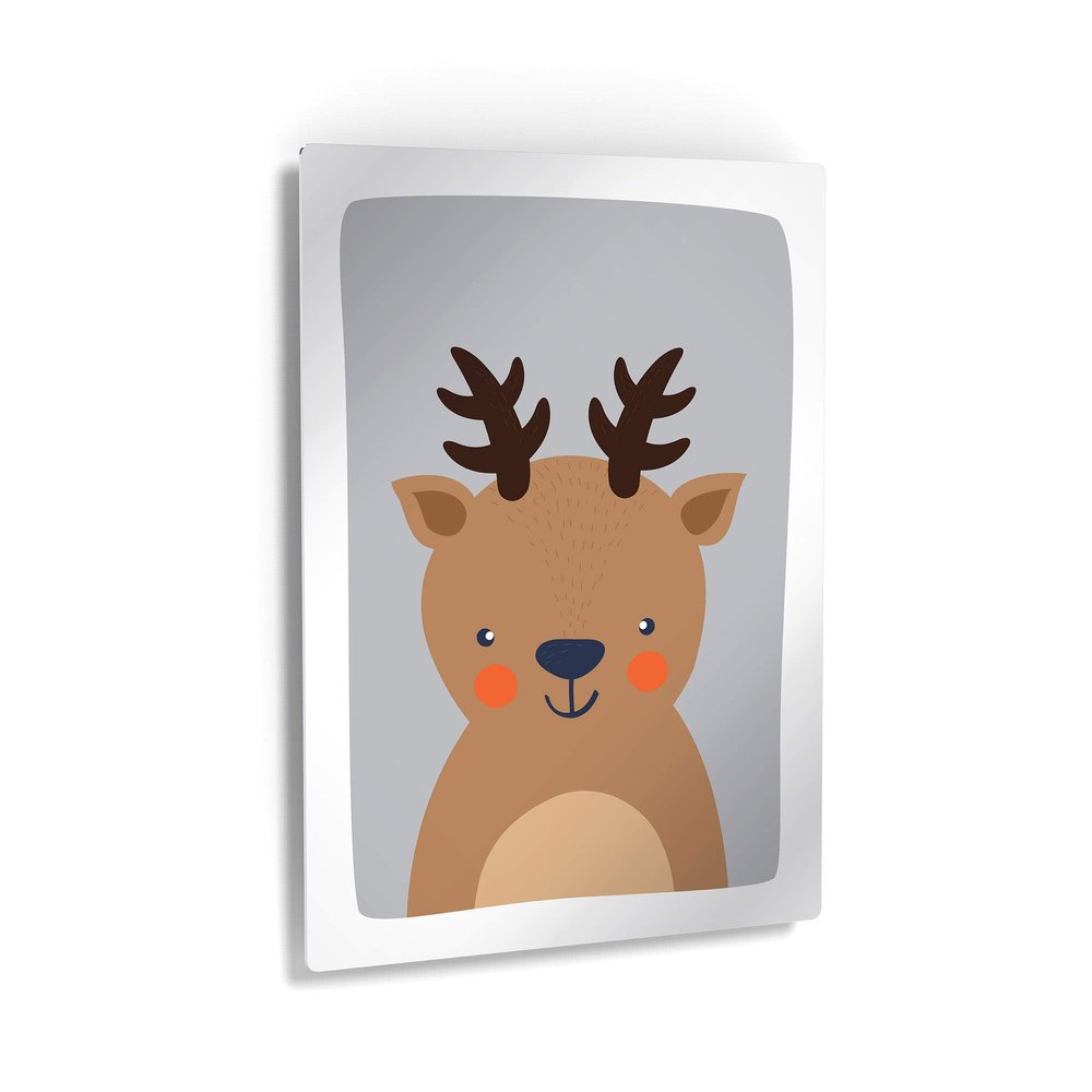 Smile Art Design Cute Deer Blue Background METAL PRINT Kids Room Decor Metal Wall Art Baby Room Decor Kids Room Decor Nursery Decor Made in the USA- 40x30