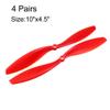uxcell RC Propellers CW CCW 1045 10x4.5 Inch 2-Vane Fixed-Wing for Airplane, Nylon Red 4 Pairs with Adapter Rings view 2
