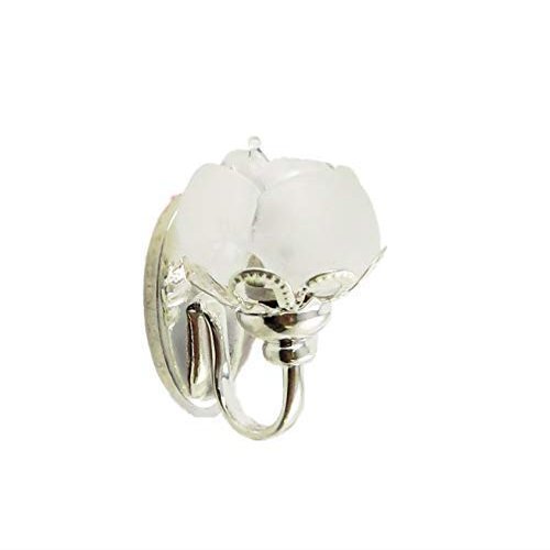 Melody Jane Dollhouse Silver Wall Light Frosted Flower Shade Miniature Electric Lighting