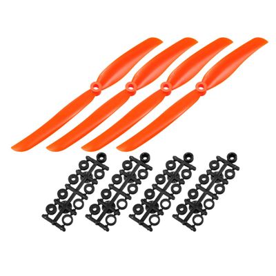 uxcell RC Propellers CW 8060 8x6 Inch 2-Vane Fixed-Wing for Airplane, Nylon Orange 4pcs with Adapter Rings