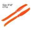 uxcell RC Propellers CW 8060 8x6 Inch 2-Vane Fixed-Wing for Airplane, Nylon Orange 4pcs with Adapter Rings view 2