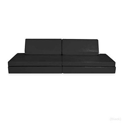 Foamnasium Blocksy Kids Couch, Indoor Foam Playset, 4 Piece Soft Toddler and Kids Active Play Couch for Crawling, Climbing, Fort Building and Jumping, Made in the US, Black