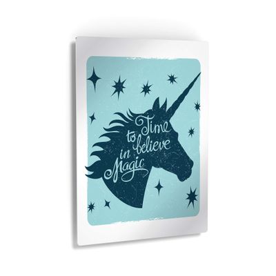 Smile Art Design Time to Believe in Magic Quote Unicorn Wall Decor Unicorn Gift METAL PRINT Kids Room Decor Metal Wall Art Baby Room Decor Nursery Decor Made in the USA- 40x30