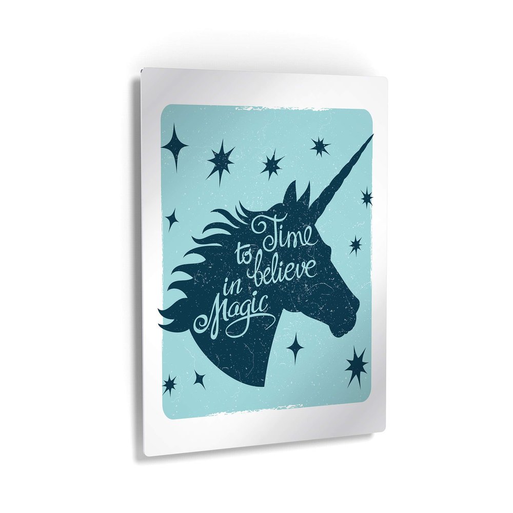 Smile Art Design Time to Believe in Magic Quote Unicorn Wall Decor Unicorn Gift METAL PRINT Kids Room Decor Metal Wall Art Baby Room Decor Nursery Decor Made in the USA- 40x30