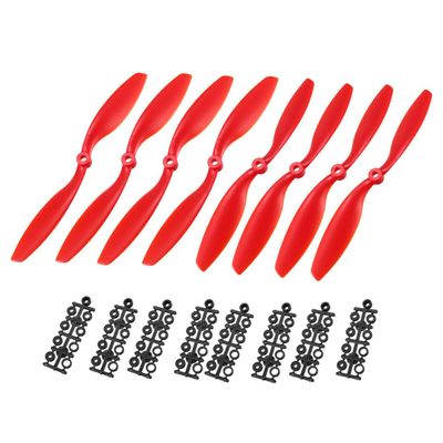 uxcell RC Propellers CW CCW 8045 8x4.5 Inch 2-Vane Fixed-Wing for Airplane, Nylon Red 4 Pairs with Adapter Rings