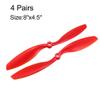 uxcell RC Propellers CW CCW 8045 8x4.5 Inch 2-Vane Fixed-Wing for Airplane, Nylon Red 4 Pairs with Adapter Rings view 2