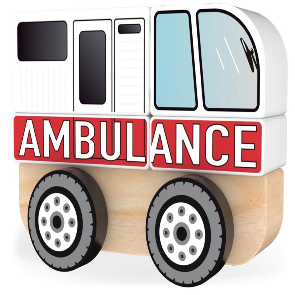 J'Adore Paris Nature Wood Toys Ambulance Puzzle Blocks