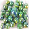 Big Game Toys~25 Glass Marbles Peacock Iridescent Green/Blue/Yellow Swirl Classic Style Game Pack (24 Player, 1 Shooter) Decor/Vase Filler/Aquarium view 1