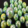Big Game Toys~25 Glass Marbles Peacock Iridescent Green/Blue/Yellow Swirl Classic Style Game Pack (24 Player, 1 Shooter) Decor/Vase Filler/Aquarium view 2