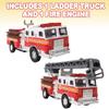 ArtCreativity 5.5 Inch Fire Truck Toys - Set of 2 - Pull Back Firetruck Toys 3-5 Years Old Boys and Girls - Includes Metal Ladder Truck and Fire Engine - Best Birthday Gift for Toddlers and Kids view 2