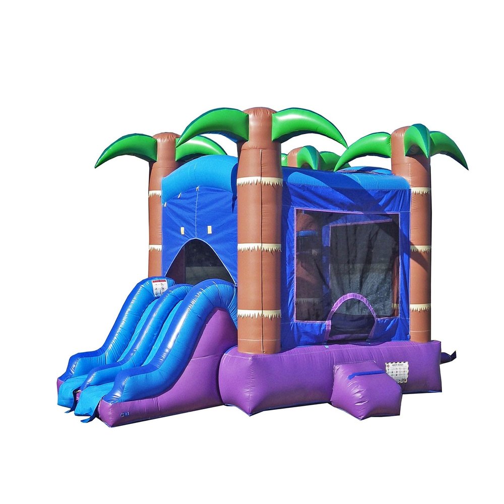 HeroKiddo 14x18 Enchanted Forest Inflatable Bounce House with Dual Lane Slide Combo, Built-in Basketball Hoop and Blower, 14.5' Tall Commercial PVC Jumper for Kids and Adult, Indoor & Outdoor