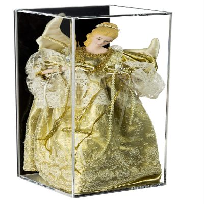 Acrylic Display Case with Black Back, Vertical or Horizontal Display Cases for Collectibles, Figures & Memorabilia, Wall Mounted Display Case Clear Showcase Dim:6 L x 6 W x 15 H (A078-BB-WM)