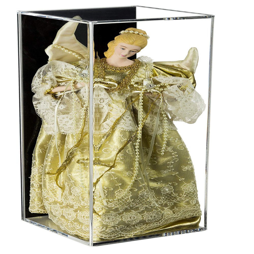 Acrylic Display Case with Black Back, Vertical or Horizontal Display Cases for Collectibles, Figures & Memorabilia, Wall Mounted Display Case Clear Showcase Dim:6 L x 6 W x 15 H (A078-BB-WM)