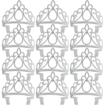 XiangGuanQianYing 12 Pieces Dress up Crowns Princess Crowns and Tiaras Dress up Costume Party Favor Accessories Silver Tiaras for Little Girls for Kids Wedding Prom Birthday Party