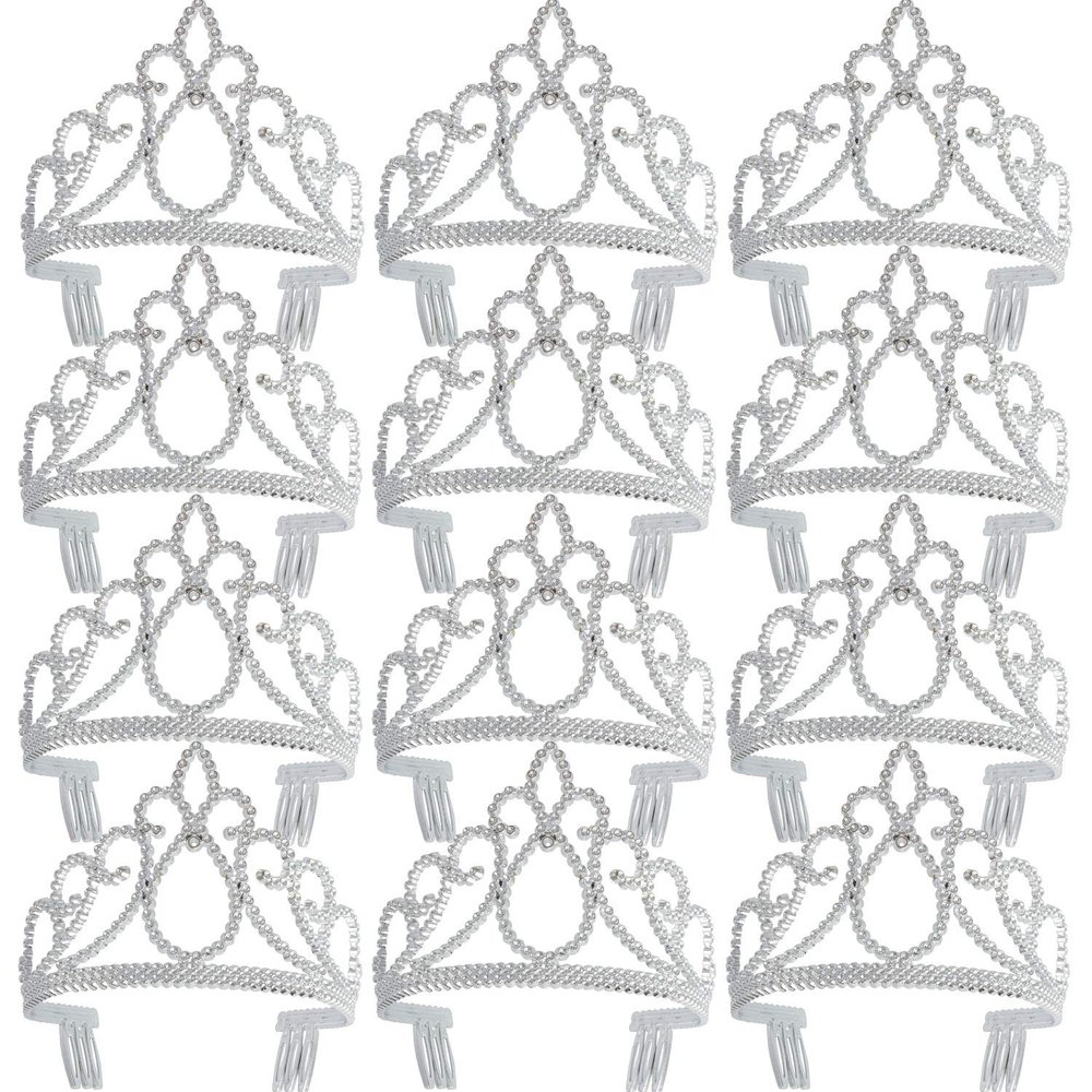 XiangGuanQianYing 12 Pieces Dress up Crowns Princess Crowns and Tiaras Dress up Costume Party Favor Accessories Silver Tiaras for Little Girls for Kids Wedding Prom Birthday Party