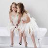 Kids Girls Spaghetti Strap Lace Feather Fringes Tutu Tulle Swan Princess Dress Ruffles Backless Ballet Leotard Dance Skirted Pageant Party Wedding Formal Birthday Cake Short Tiered Gown White 18-24M view 3