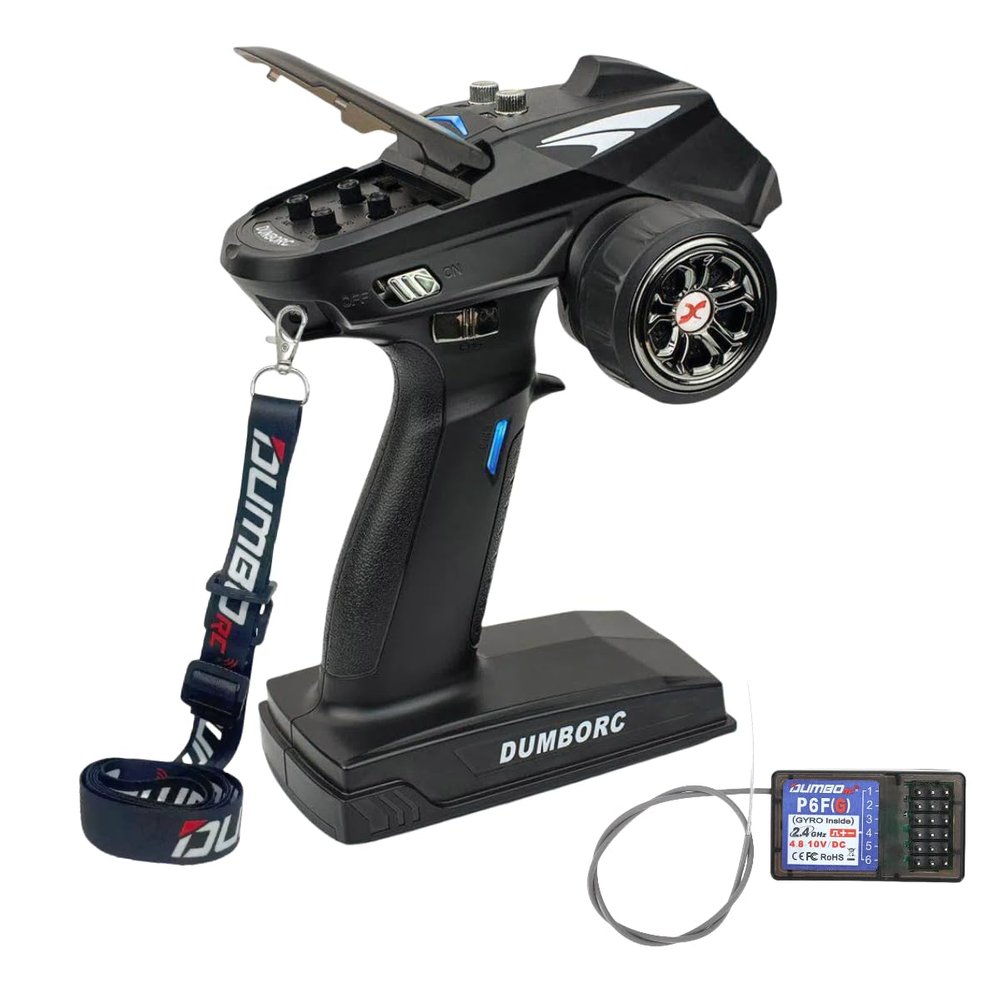 DUMBORC X6 6 Channel Rc Transmitter and Receiver P6FG Built-in Gyro Mixed Mode Out of Control Protection RC Controller for Remote Car/Boat/Tank