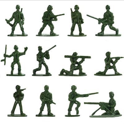 HAPTIME 100-Piece Green Toy Soldiers - 12 Poses, Detailed and Balanced Mini Army Men - Perfect for Pretend Play, Educational Projects, Cake Decorations, and Military-Themed Parties - 1 Inches Tall