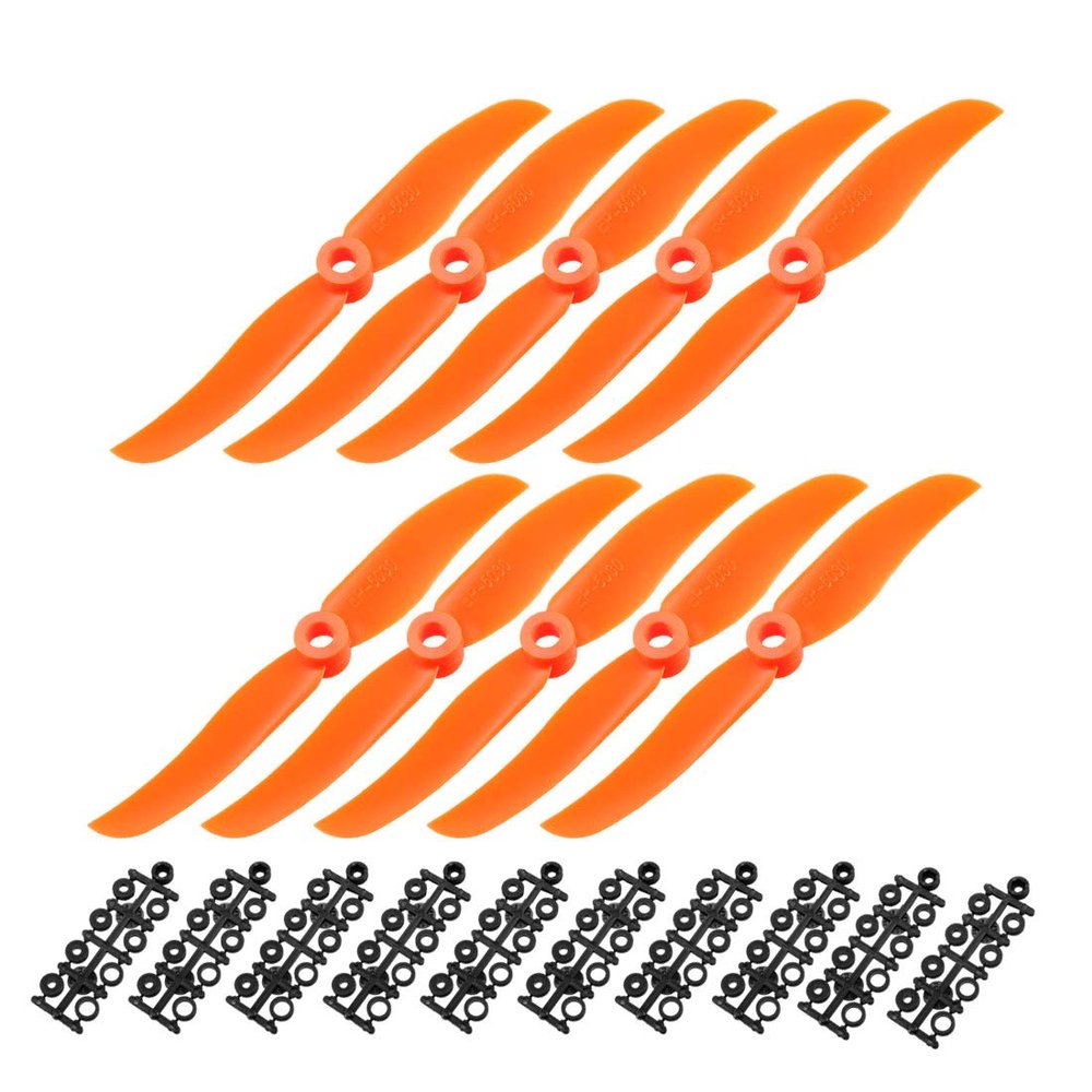 uxcell RC Propellers CW 5030 5x3 Inch 2-Vane Fixed-Wing for Airplane, Nylon Orange 10pcs with Adapter Rings